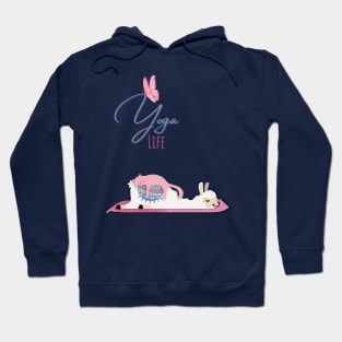 Llama and a cute, funny cat doing yoga Hoodie